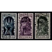 1934 - Italien - AFA 401-03 - Frimærke - 10-året for Fiumes annektion - 1,75+1 L. grå, 2,55+2 L. violet, 2,75+2,5 L. oliven - Stemplet.